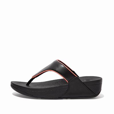 Fitflop Women's LULU Pop Binding Leather Sandals Sandals - Black/Pink, NR9830674